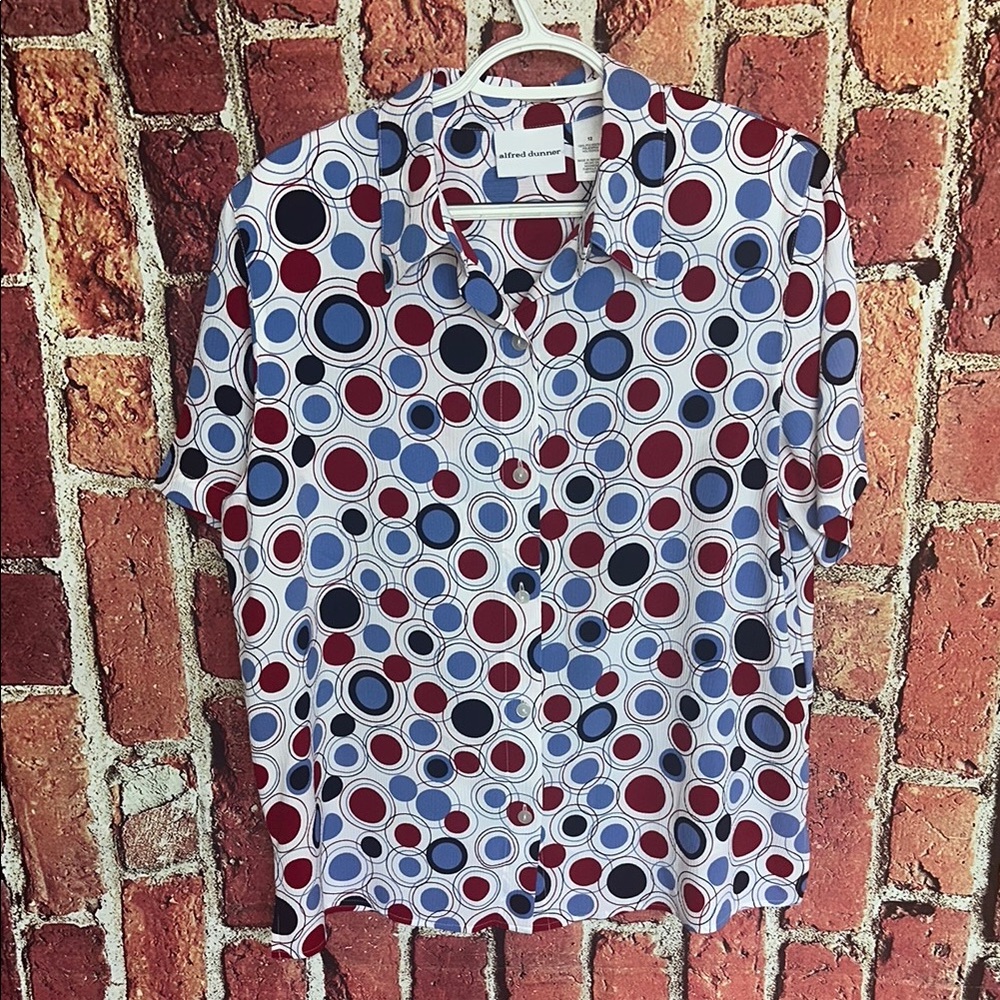 Alfred Dunner Geometric Circle Polyester Women’s Blouse Size 12